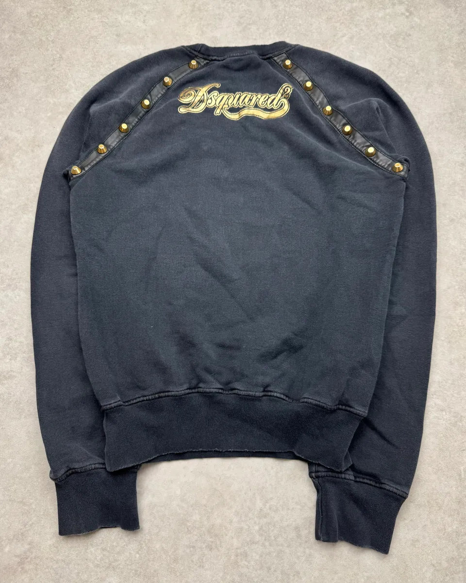 AW2005 Dsquared2 Gold Power Of Glory Studded Black Sweater exTzZss 7