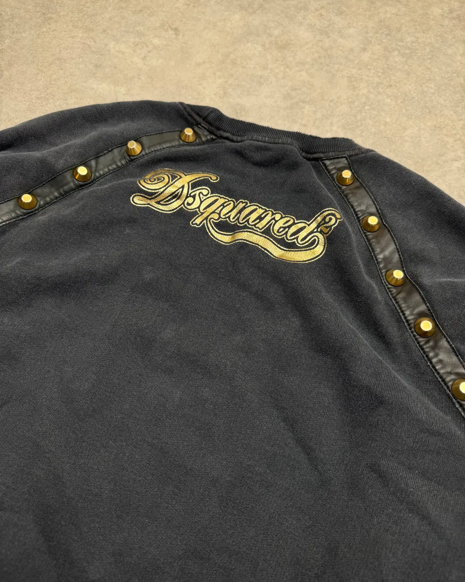 AW2005 Dsquared2 Gold Power Of Glory Studded Black Sweater exTzZss 8