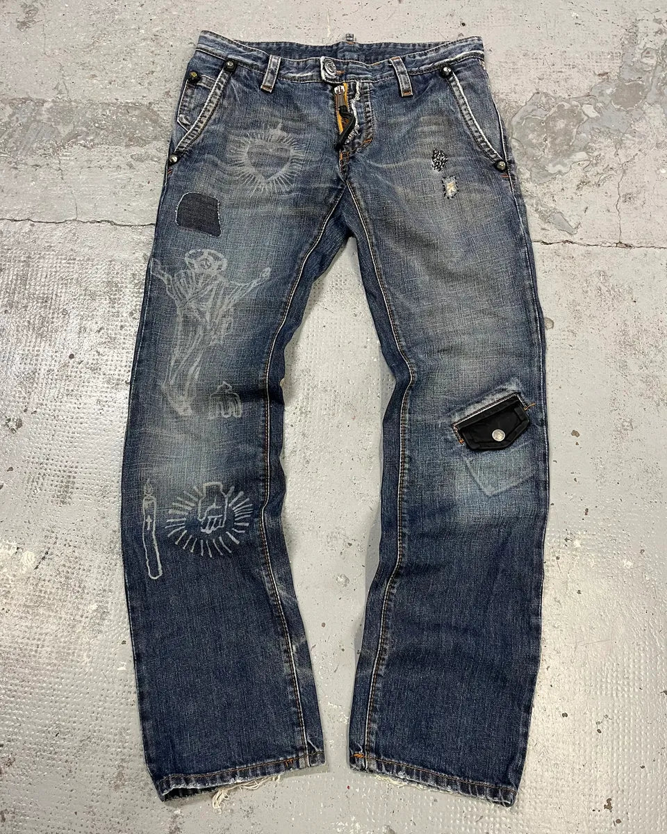 AW2005 Dsquared2 Jesus Hope Faded Denim Jeans XXgYpIZ 0