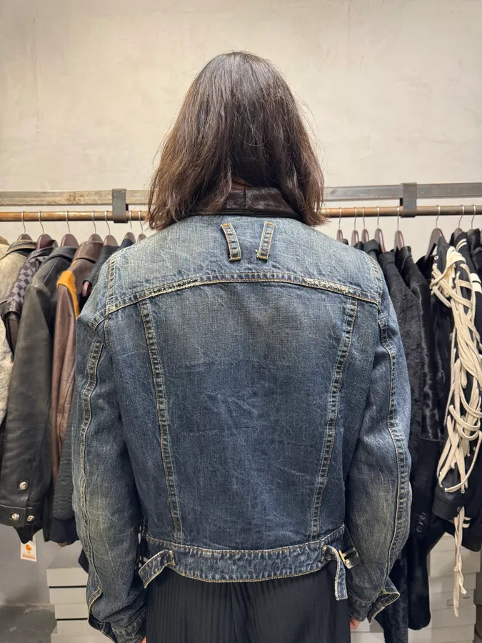 AW2005 Dsquared2 Pony Collar Distressed Denim Jacket PoLrGnx 4