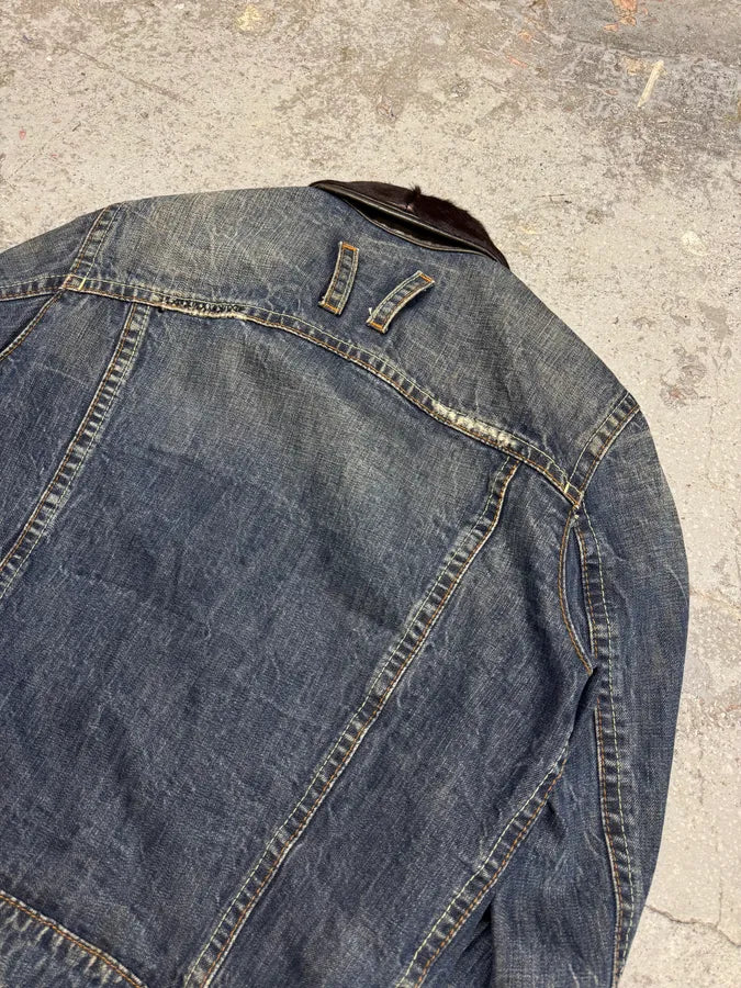 AW2005 Dsquared2 Pony Collar Distressed Denim Jacket PoLrGnx 7