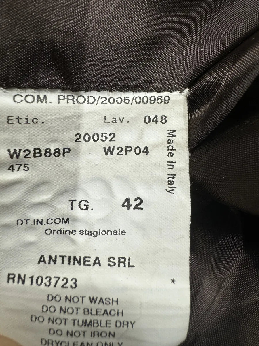 AW2005 Emporio Armani Asymmetrical Crocodile Effect Brown Leather Jacket WntVUBg 2