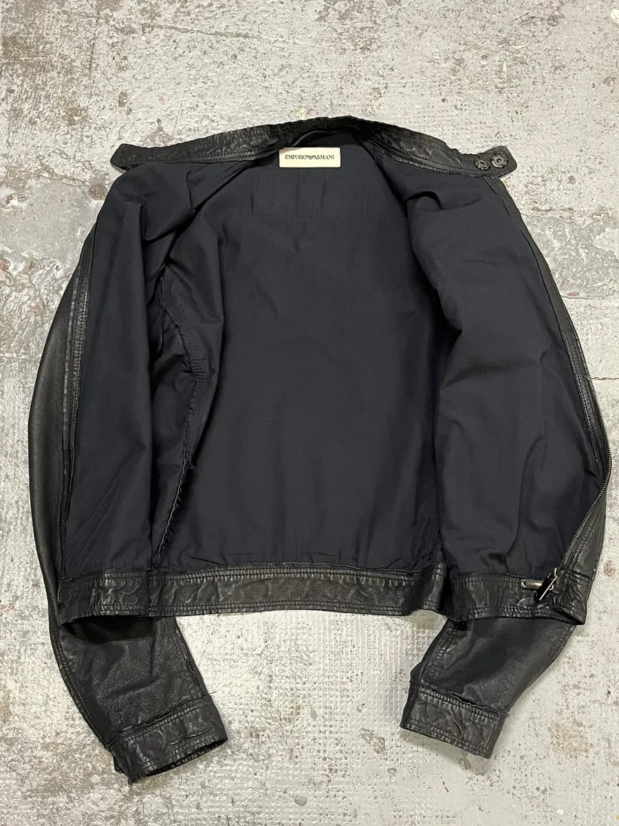 AW2005 Emporio Armani Black Leather Eagle Jacket hzlVQyS 7