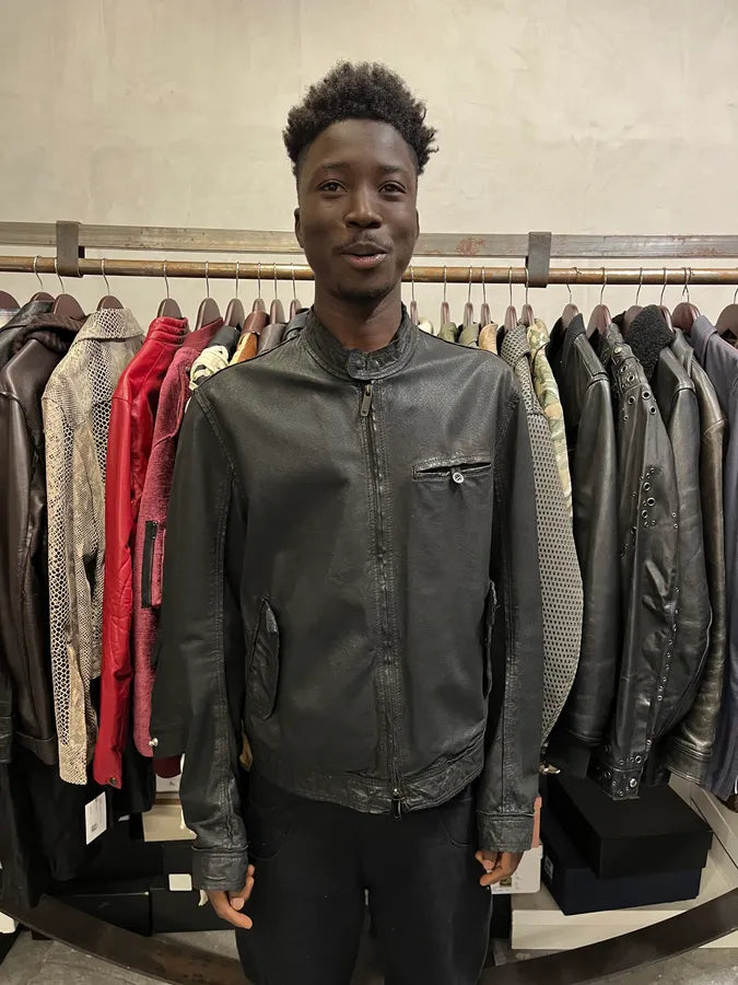 AW2005 Emporio Armani Black Leather Eagle Jacket hzlVQyS 1