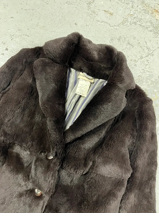 AW2005 Emporio Armani Fur Brown Suit Jacket (M/L) PgJopzr 1