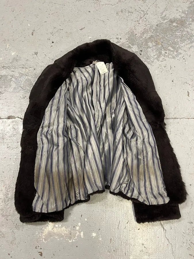 AW2005 Emporio Armani Fur Brown Suit Jacket (M/L) PgJopzr 5