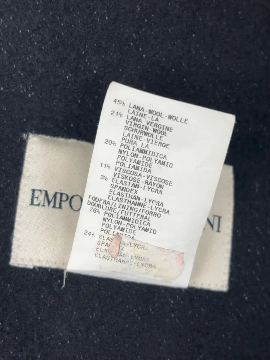 AW2005 Emporio Armani Long Premium Wool Black Coat GoMfKXO 10