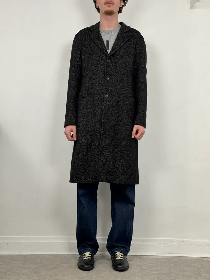AW2005 Emporio Armani Long Premium Wool Black Coat GoMfKXO 1