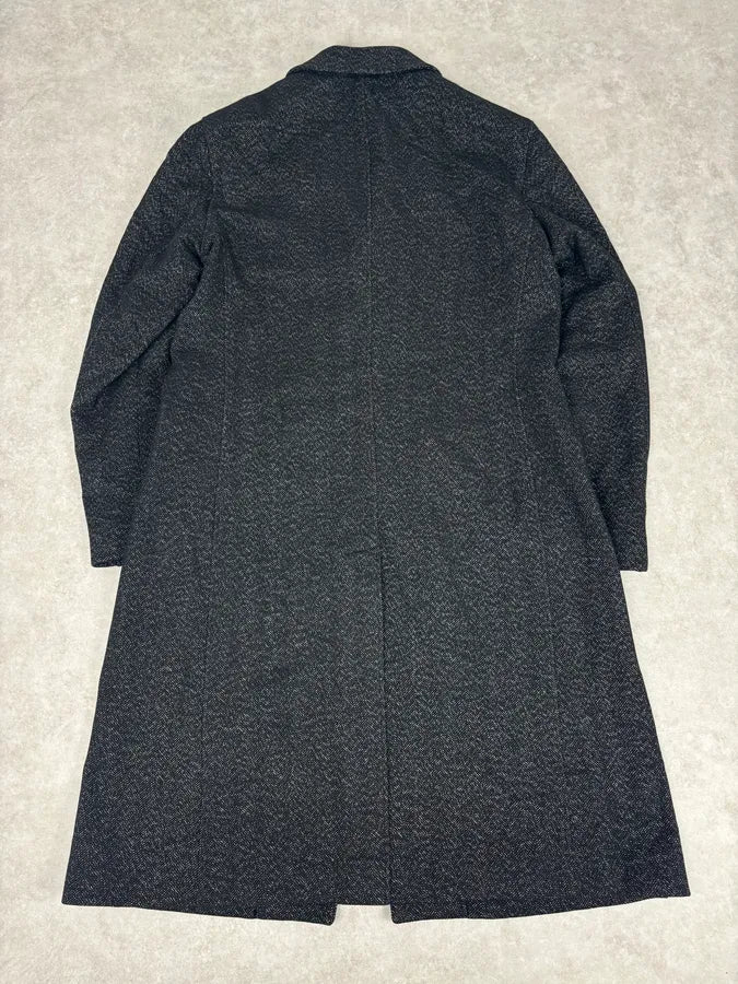 AW2005 Emporio Armani Long Premium Wool Black Coat GoMfKXO 4