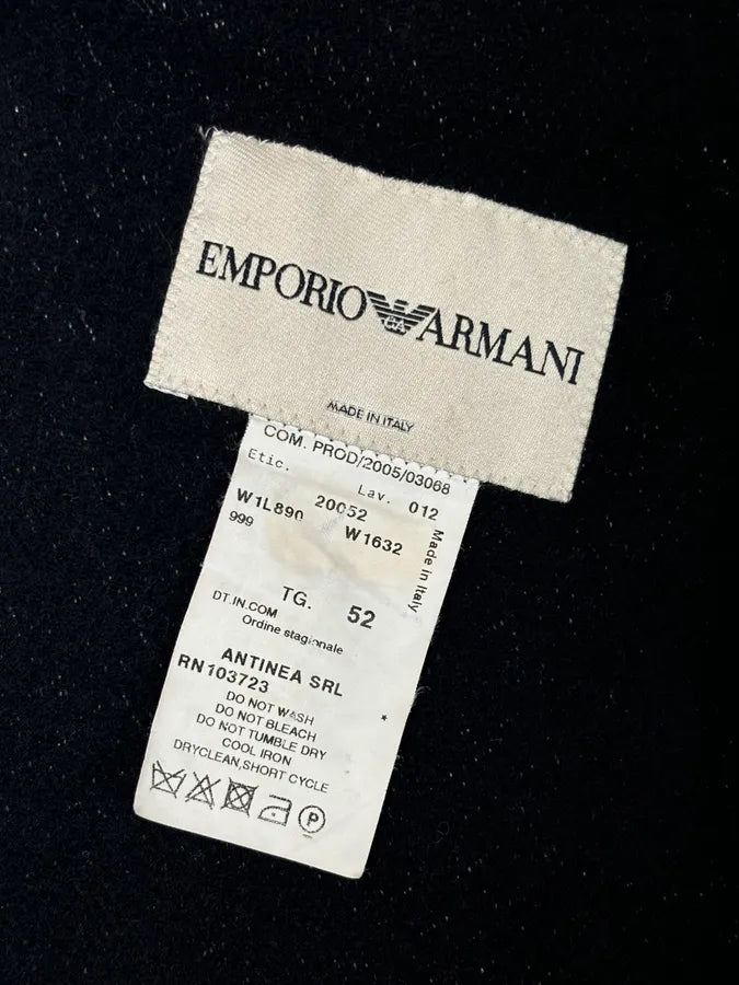AW2005 Emporio Armani Long Premium Wool Black Coat GoMfKXO 9