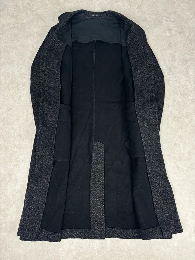 AW2005 Emporio Armani Long Premium Wool Black Coat GoMfKXO 6