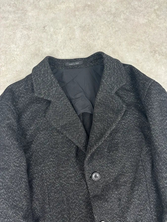 AW2005 Emporio Armani Long Premium Wool Black Coat GoMfKXO 3