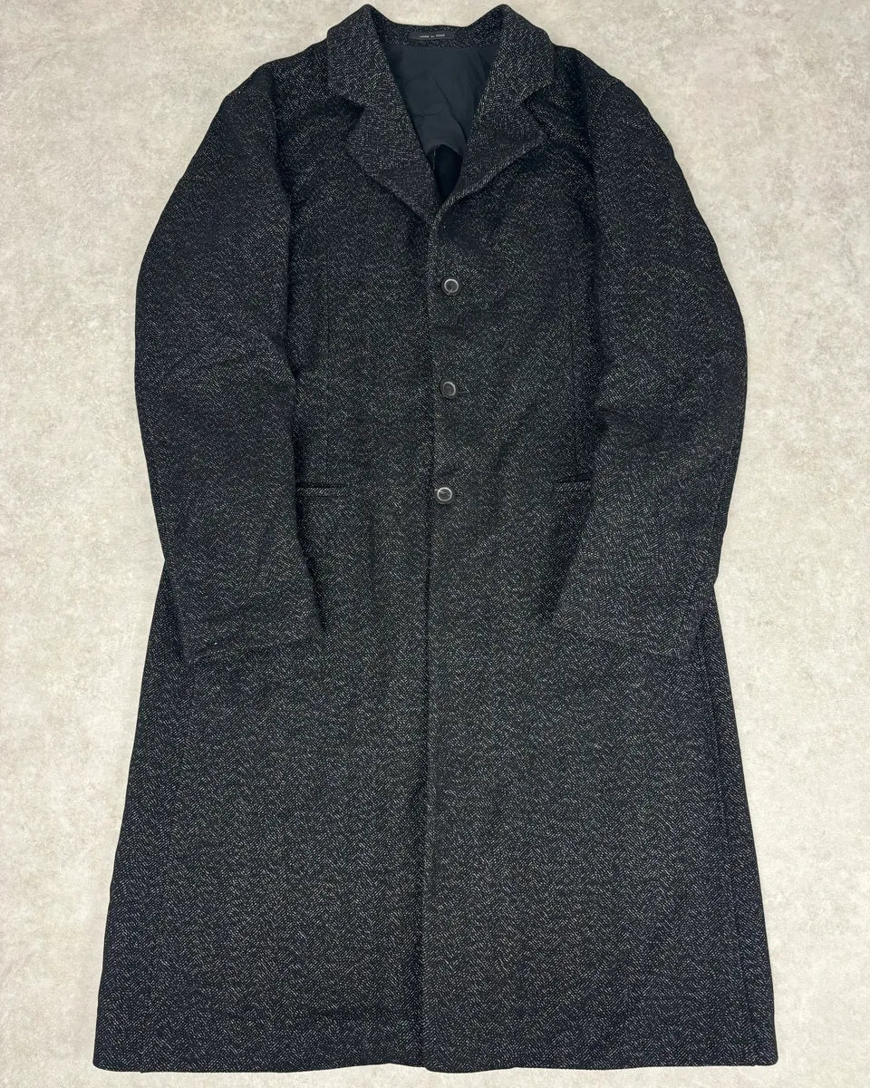 AW2005 Emporio Armani Long Premium Wool Black Coat GoMfKXO 0