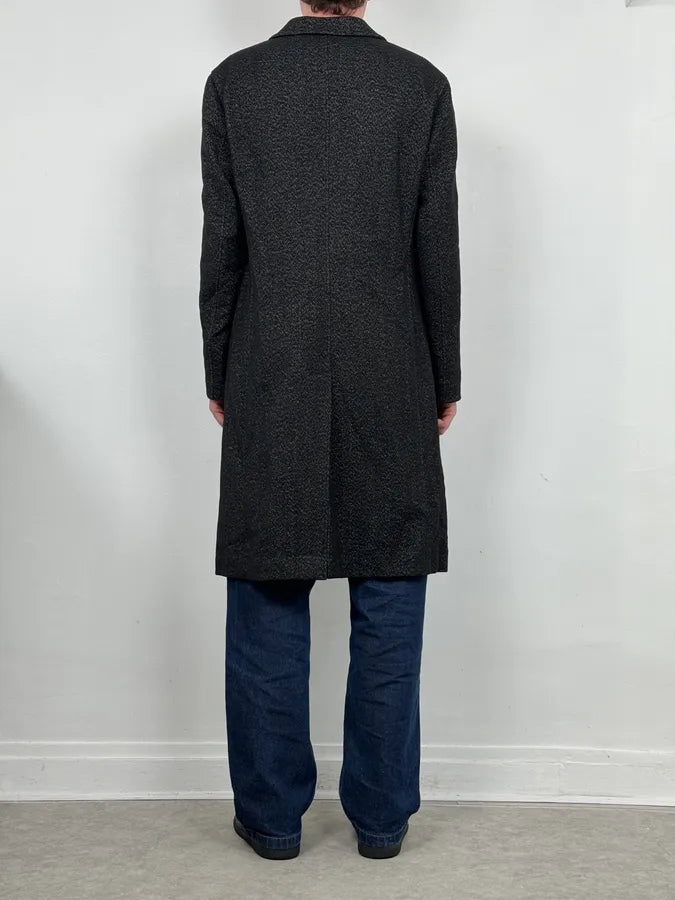 AW2005 Emporio Armani Long Premium Wool Black Coat GoMfKXO 2