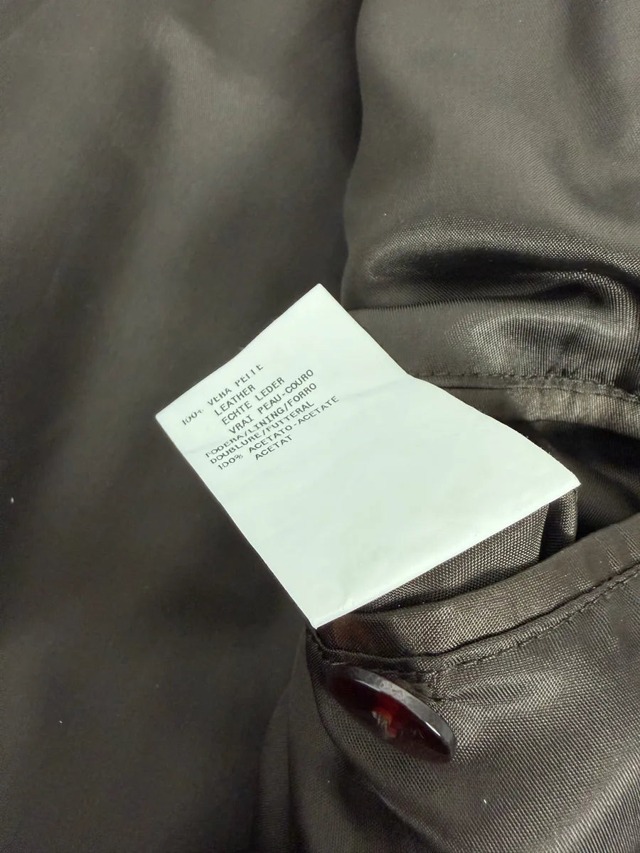 AW2005 Emporio Armani Pony Hair Cowhide Dark Brown Leather Trench Coat bGlGOyn 10