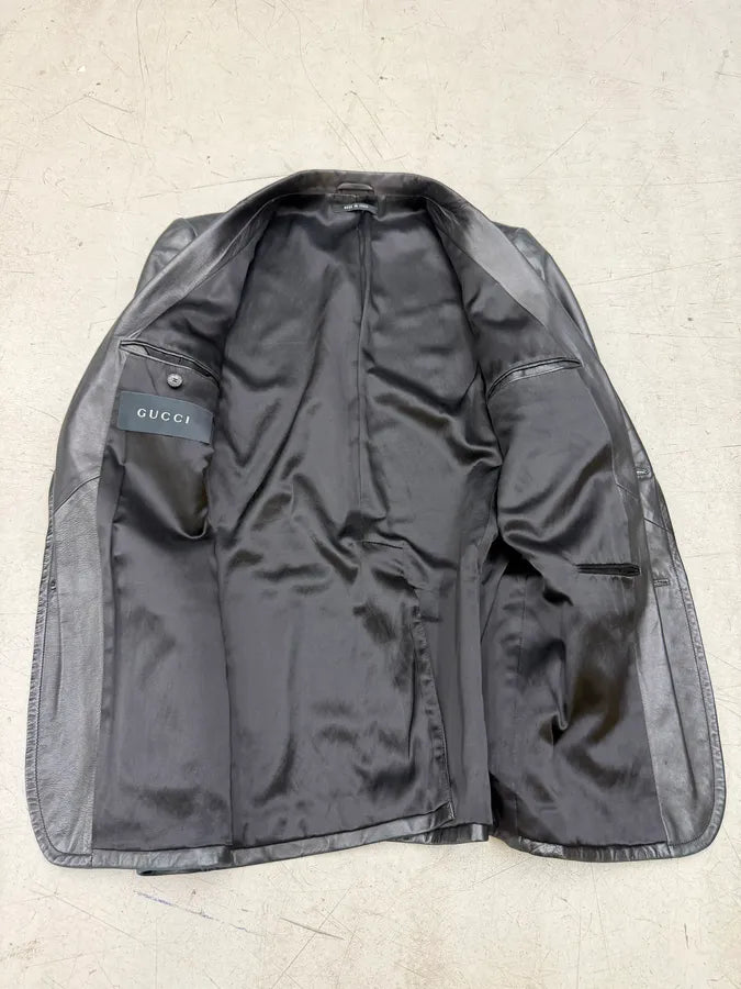 AW2005 Gucci Premium Leather Blazer Jacket RCKQqVS 12