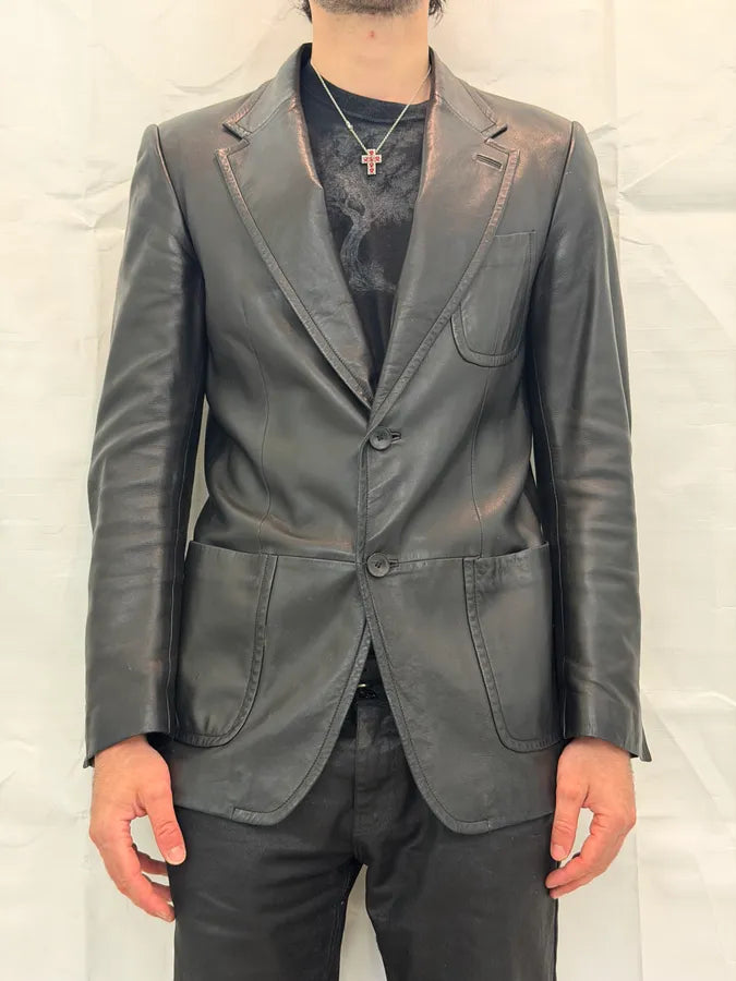 AW2005 Gucci Premium Leather Blazer Jacket RCKQqVS 3