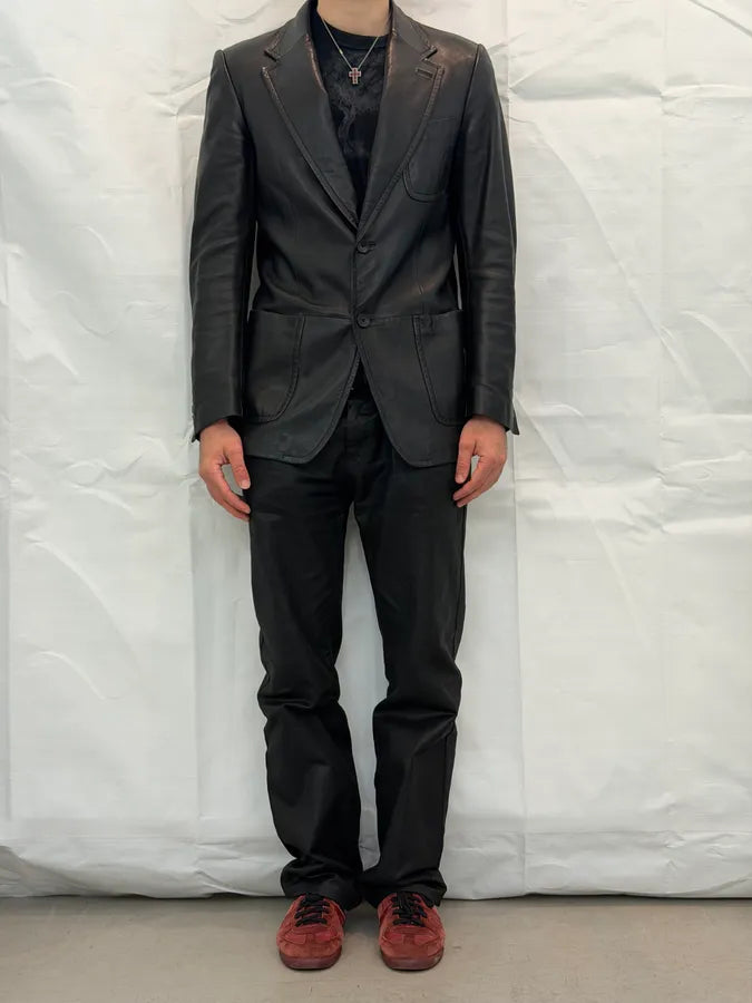 AW2005 Gucci Premium Leather Blazer Jacket RCKQqVS 5