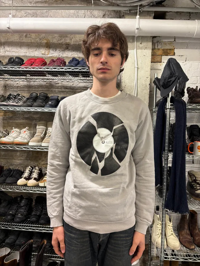 AW2005 Maison Martin Margiela Black Destroyed Vinyl Grey Sweater XLihYVr 1