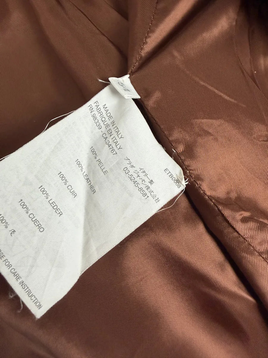 AW2005 Miu Miu Brown Leather Premium Long Coat tNhAToG 8