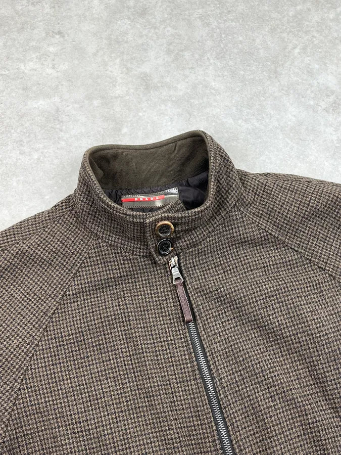 AW2006  Prada Brown Houndstooths Checkered Jacket AxVnGaU 4