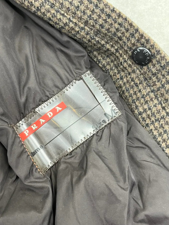 AW2006  Prada Brown Houndstooths Checkered Jacket AxVnGaU 11