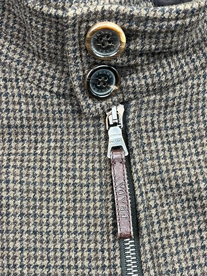 AW2006  Prada Brown Houndstooths Checkered Jacket AxVnGaU 8