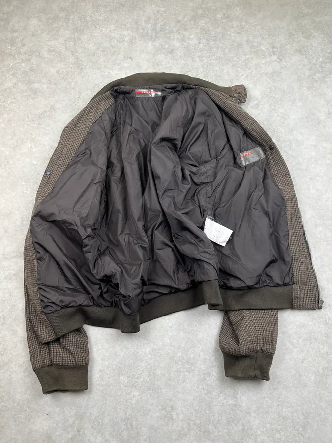 AW2006  Prada Brown Houndstooths Checkered Jacket AxVnGaU 7