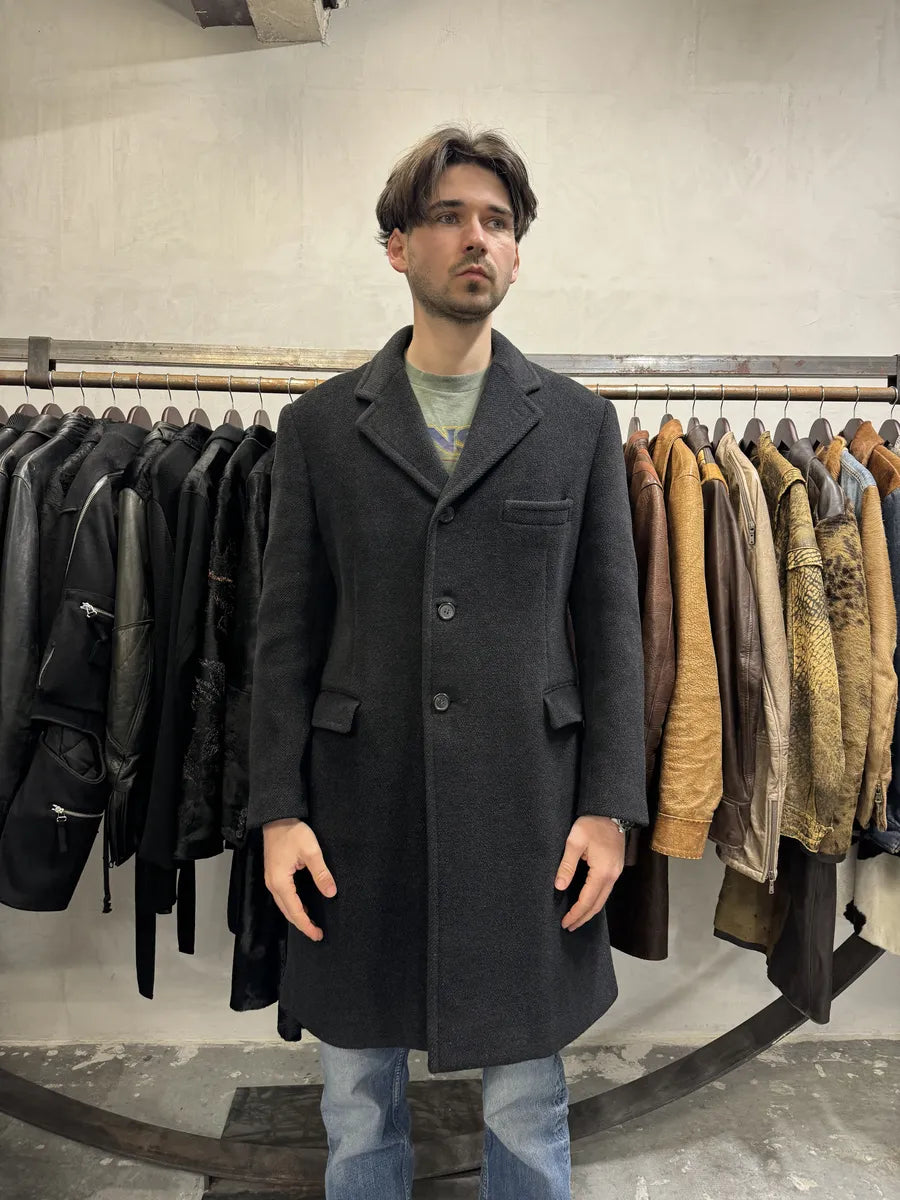 FW2002 Prada Dark Grey Wool Trench Coat (L) imtmoJB 3