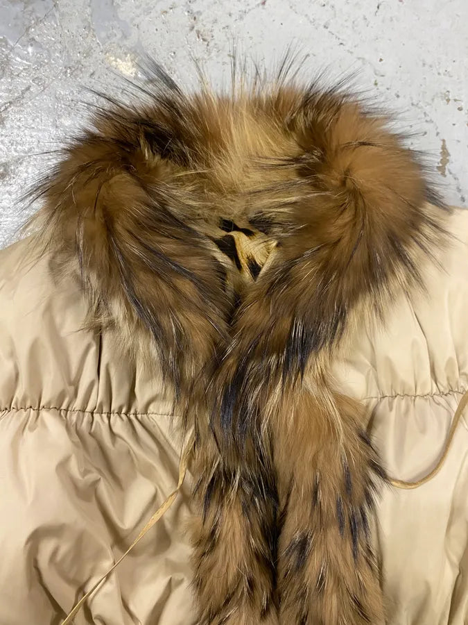 AW2005 Roberto Cavalli Beige Fur Leather Puffer Jacket ZDAysIc 5