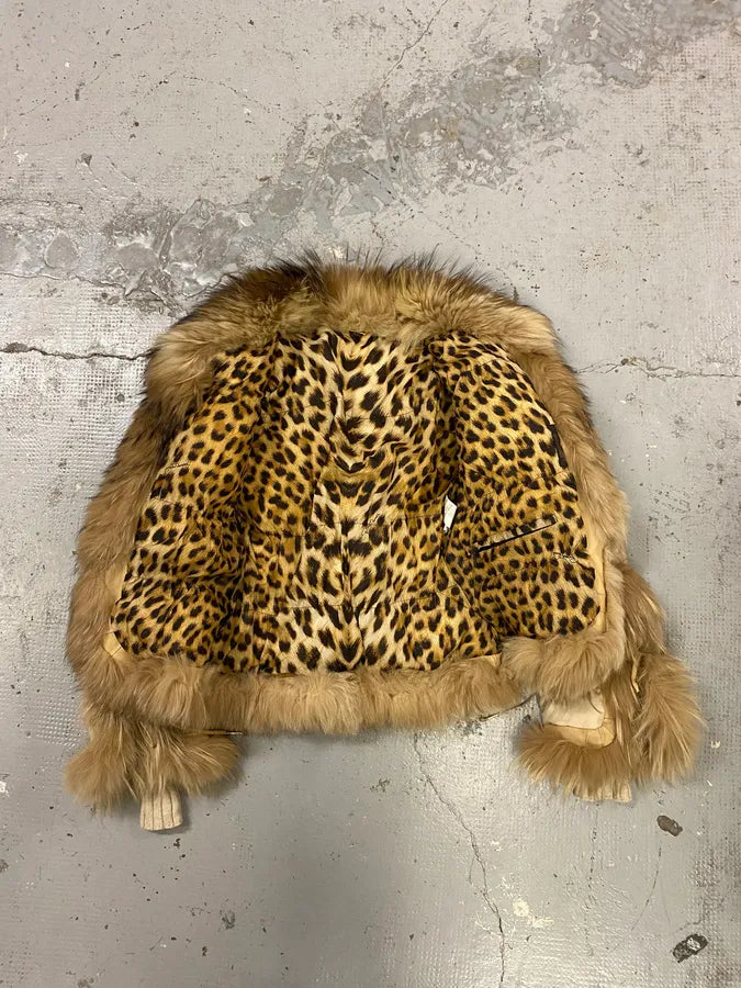 AW2005 Roberto Cavalli Beige Fur Leather Puffer Jacket ZDAysIc 7