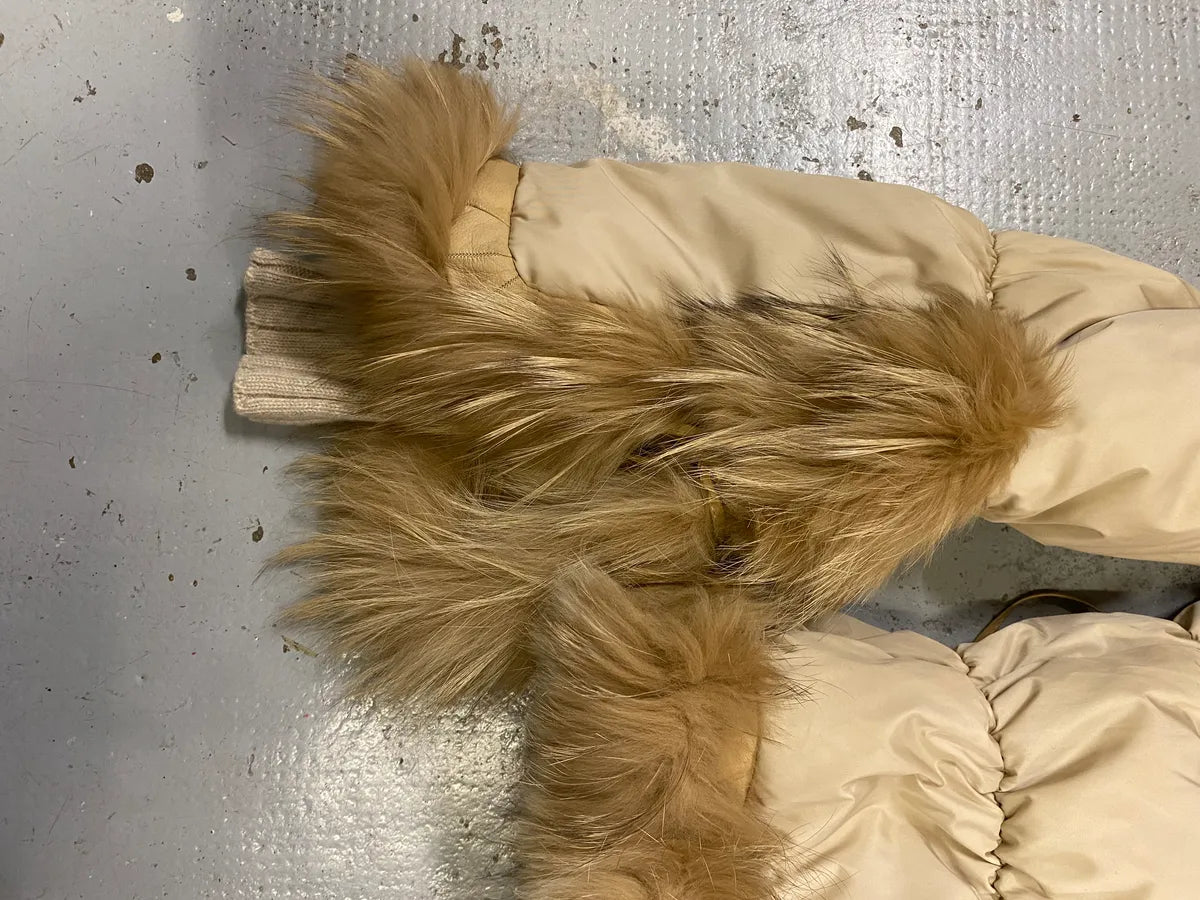 AW2005 Roberto Cavalli Beige Fur Leather Puffer Jacket ZDAysIc 8