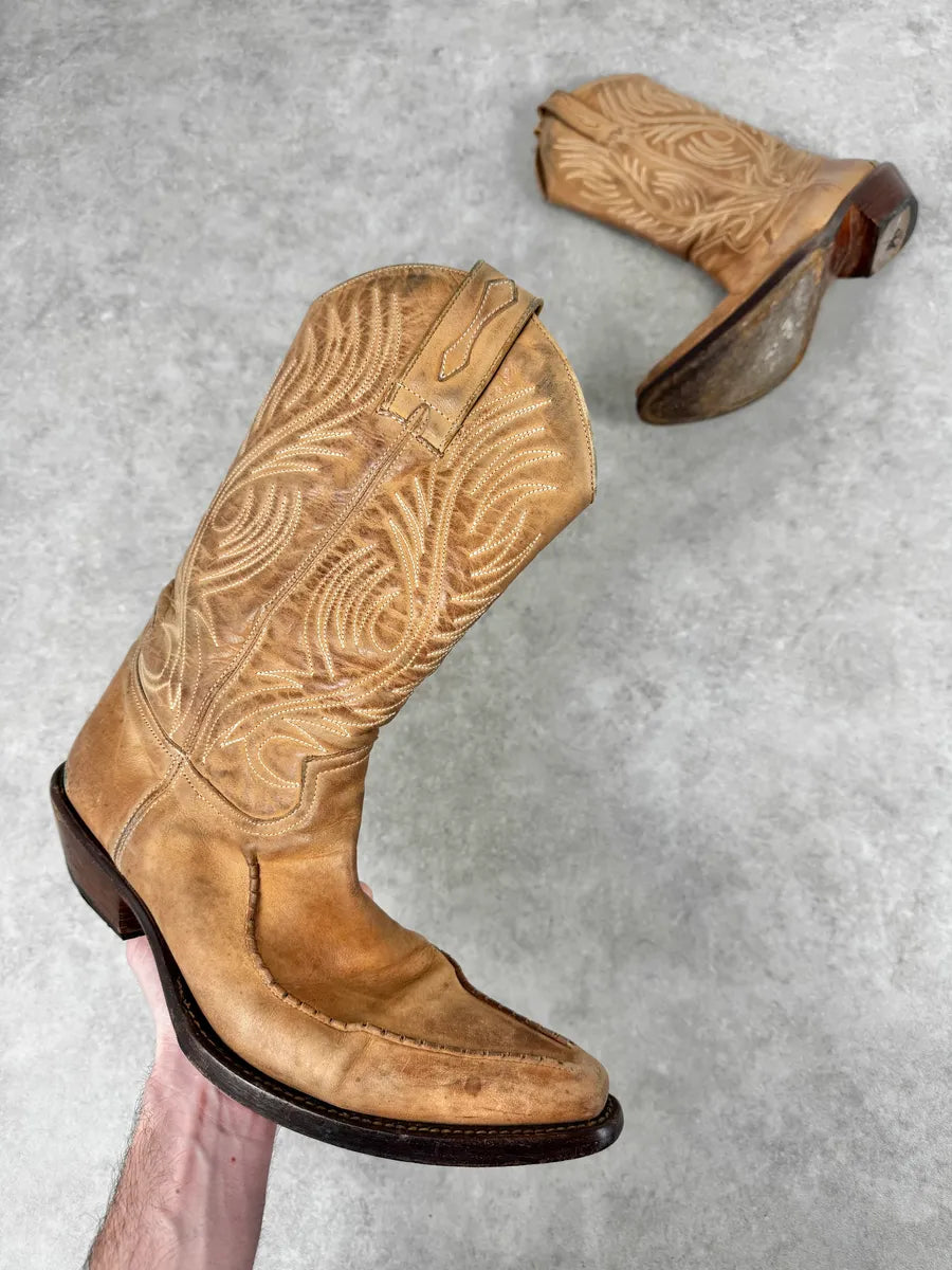 AW2005 Roberto Cavalli Beige Leather Western Boots uVragLz 0