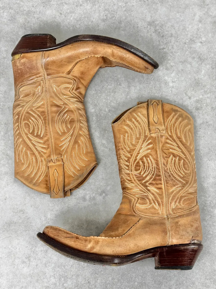 AW2005 Roberto Cavalli Beige Leather Western Boots uVragLz 2