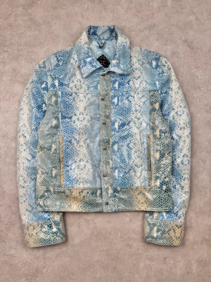 AW2005 Cavalli Blue Aqua Python Effect Varnished Jacket NGcrfKp 0