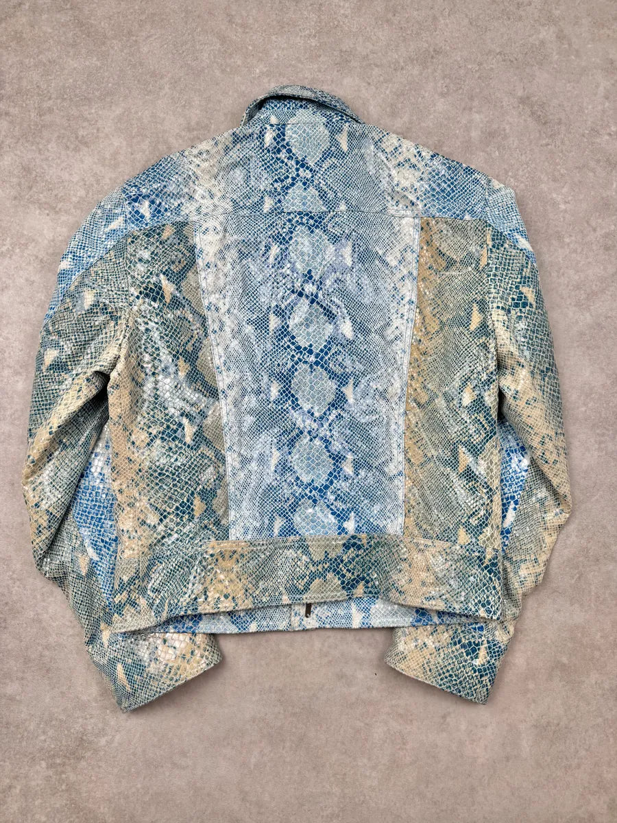 AW2005 Cavalli Blue Aqua Python Effect Varnished Jacket NGcrfKp 1