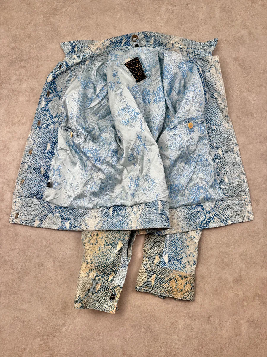 AW2005 Cavalli Blue Aqua Python Effect Varnished Jacket NGcrfKp 6
