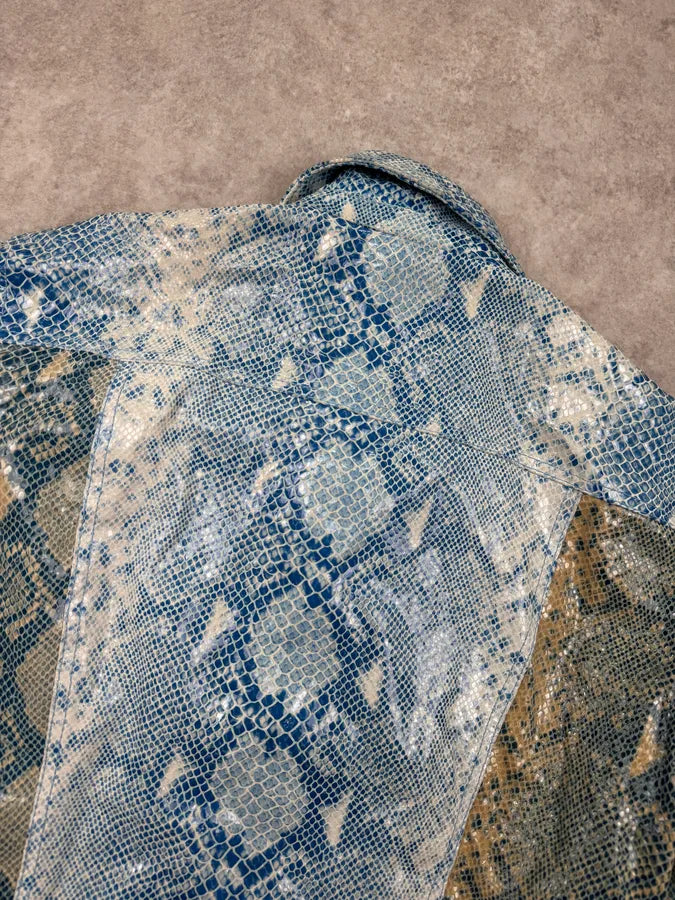 AW2005 Cavalli Blue Aqua Python Effect Varnished Jacket NGcrfKp 8