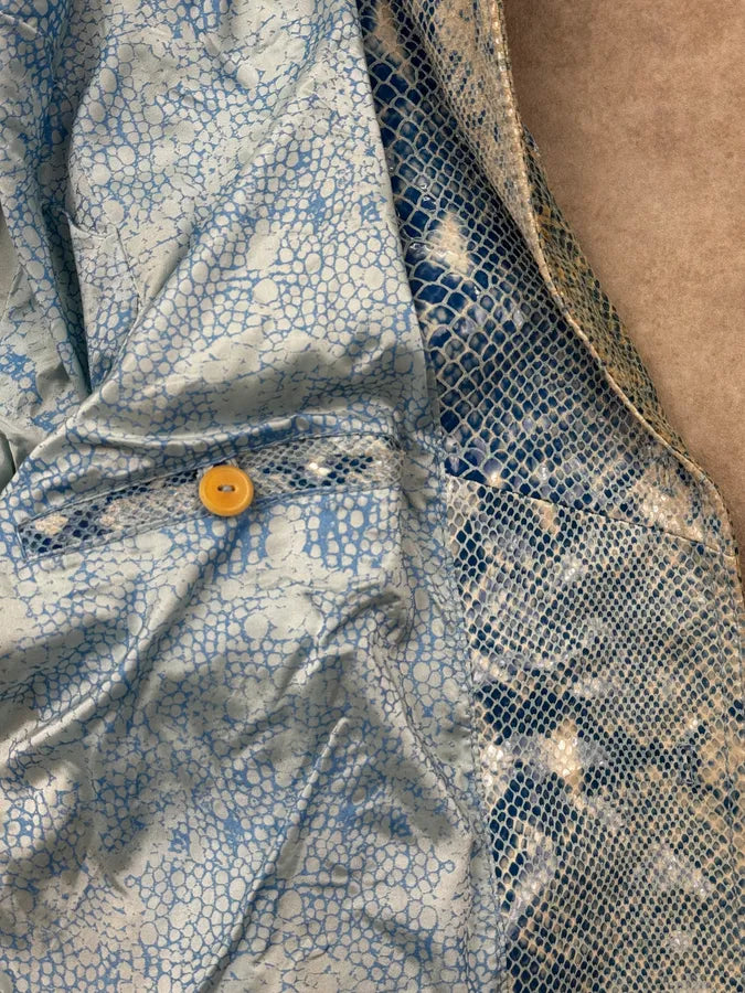 AW2005 Cavalli Blue Aqua Python Effect Varnished Jacket NGcrfKp 12