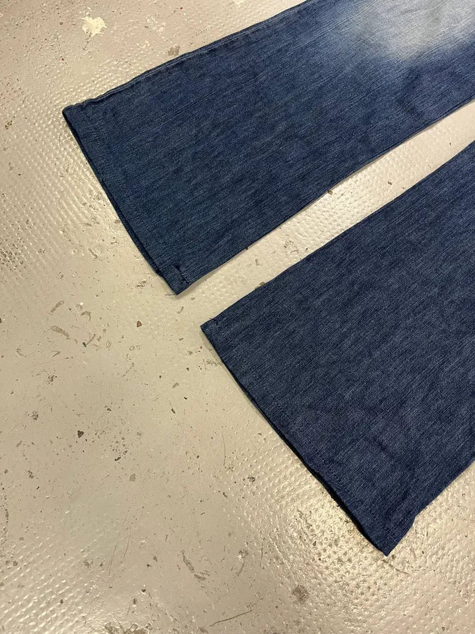 AW2005 Roberto Cavalli Blue Faded Wide Denim Jeans TrZYUHc 6