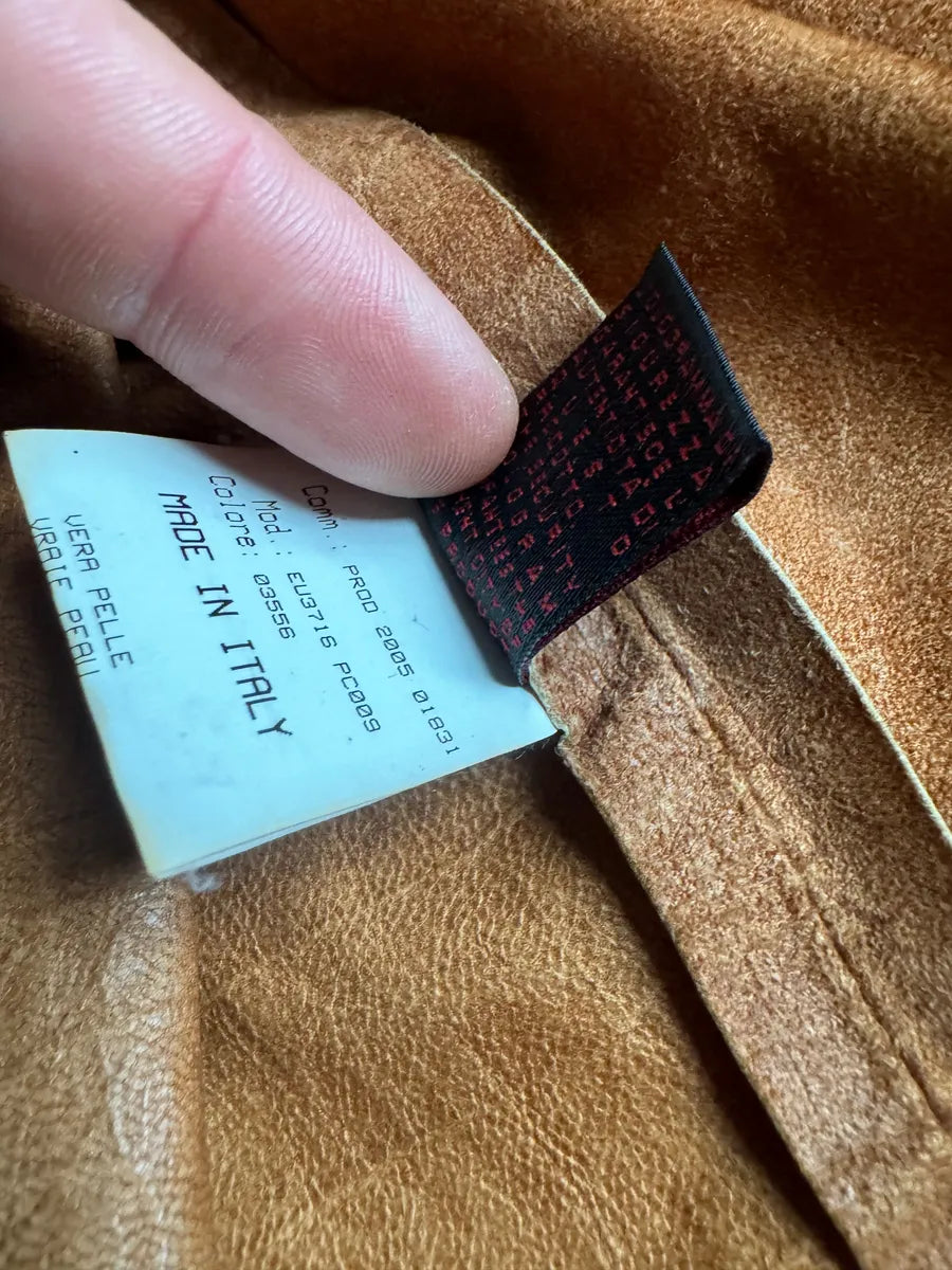 AW2005 Roberto Cavalli Crocodile Effect Relief Camel Leather Shirt cYlyzyk 4
