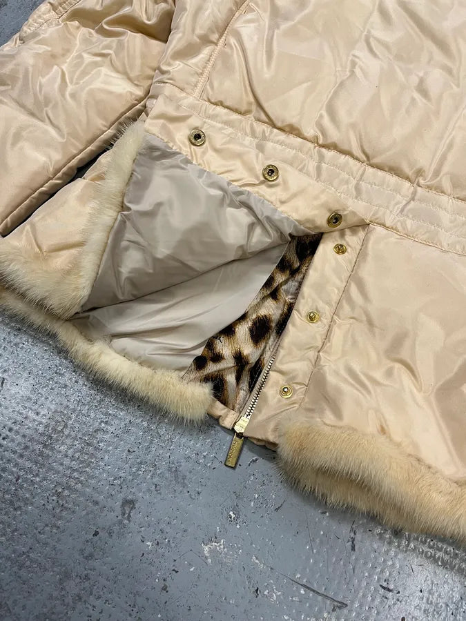 AW2005 Roberto Cavalli Fur Collar White Creamy Puffer Jacket xLFrlvh 10
