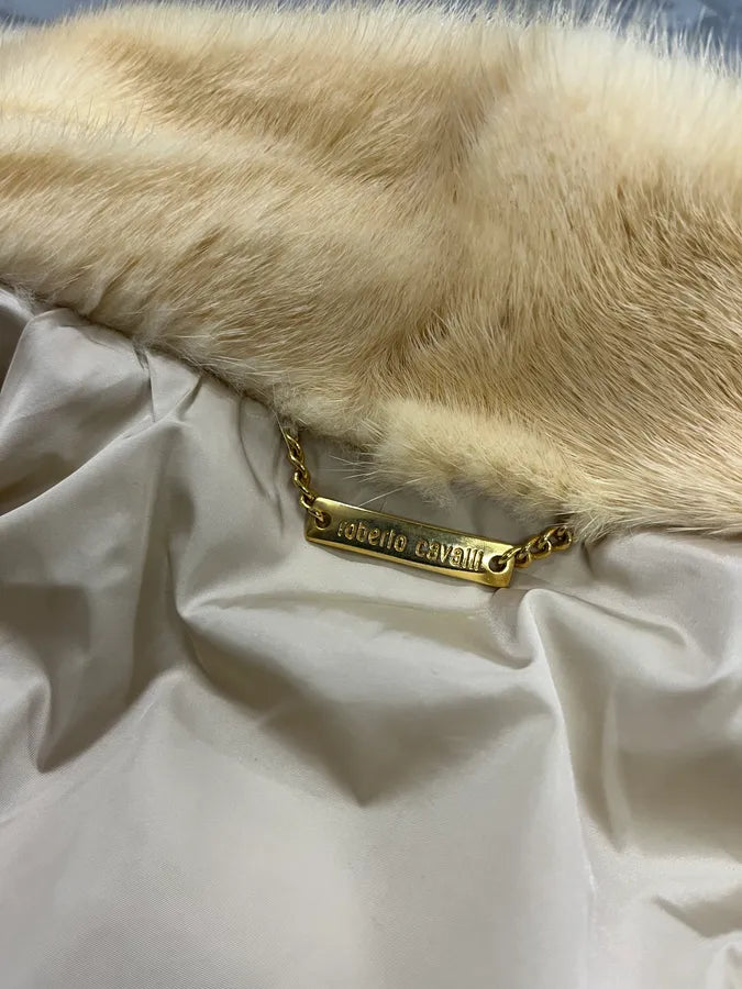 AW2005 Roberto Cavalli Fur Collar White Creamy Puffer Jacket xLFrlvh 11