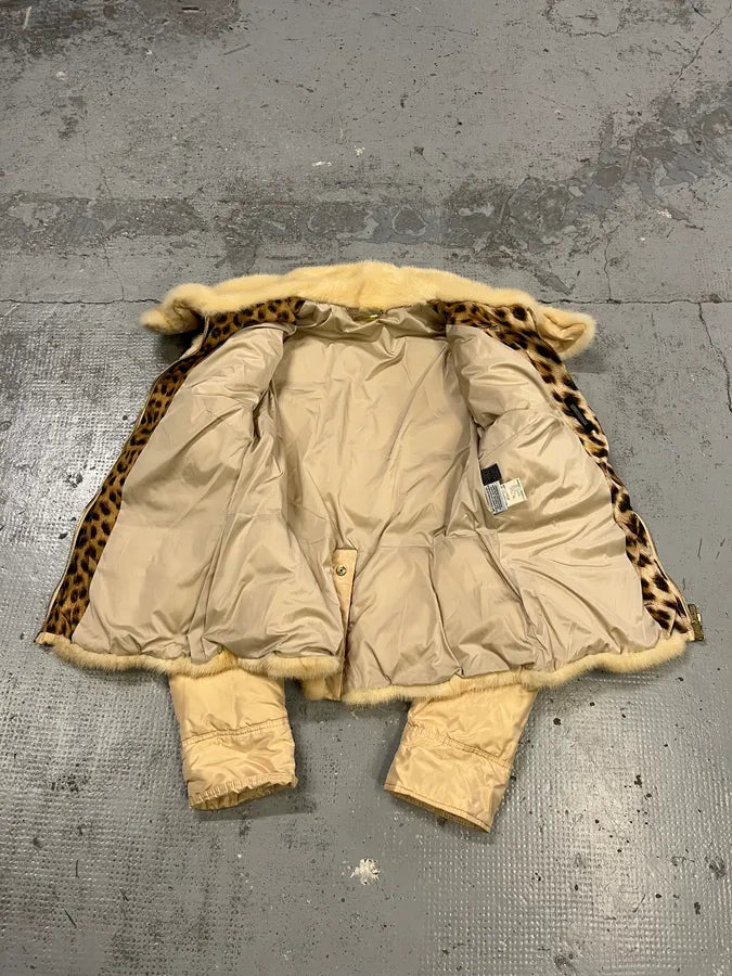 AW2005 Roberto Cavalli Fur Collar White Creamy Puffer Jacket xLFrlvh 5