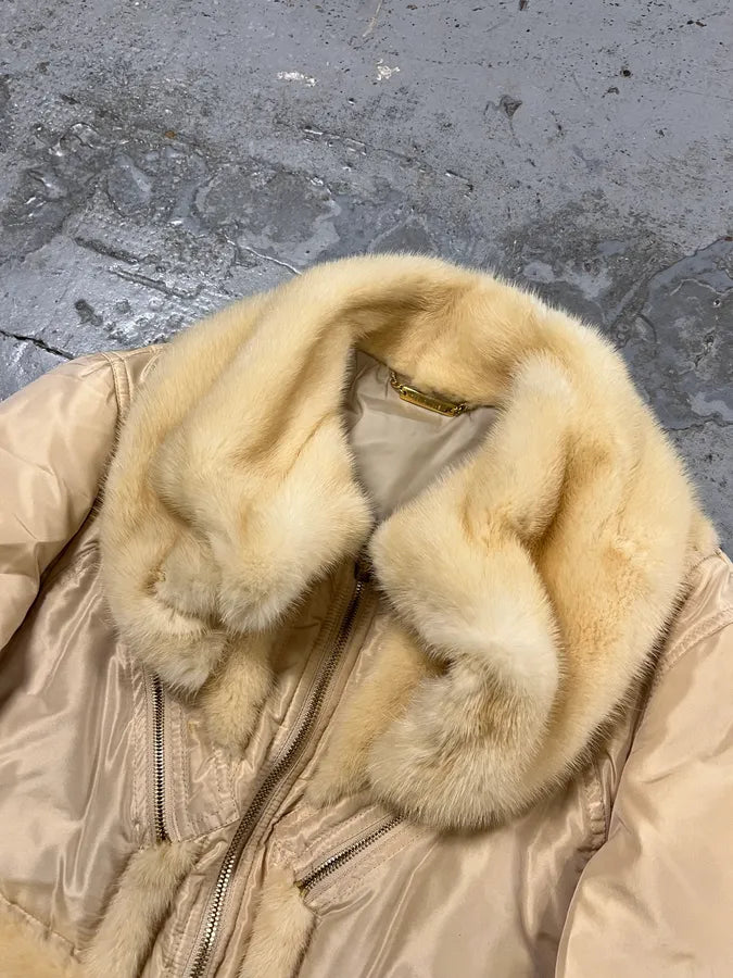 AW2005 Roberto Cavalli Fur Collar White Creamy Puffer Jacket xLFrlvh 6