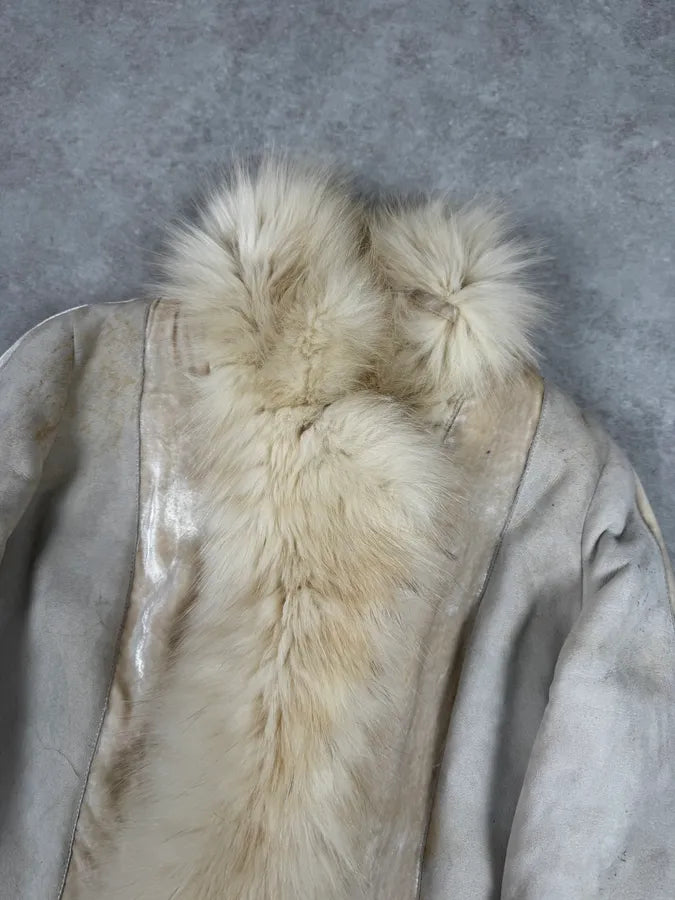 AW2005 Roberto Cavalli Fur White Shearling Leather Jacket XryjUZh 4