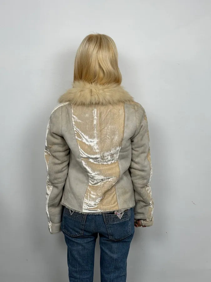 AW2005 Roberto Cavalli Fur White Shearling Leather Jacket XryjUZh 2