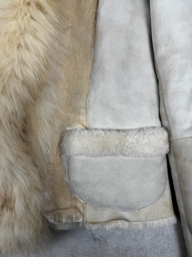 AW2005 Roberto Cavalli Fur White Shearling Leather Jacket XryjUZh 7