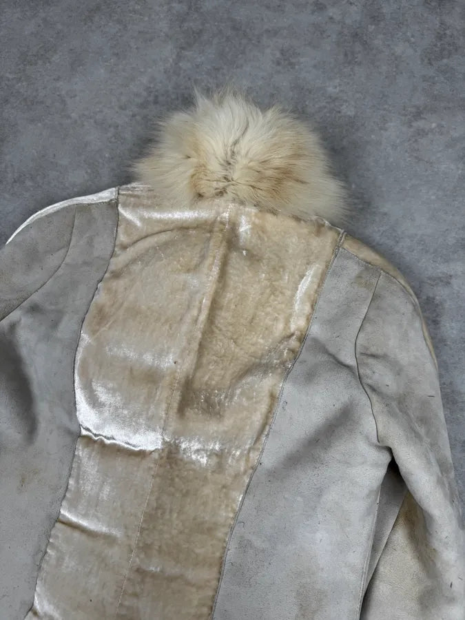 AW2005 Roberto Cavalli Fur White Shearling Leather Jacket XryjUZh 5