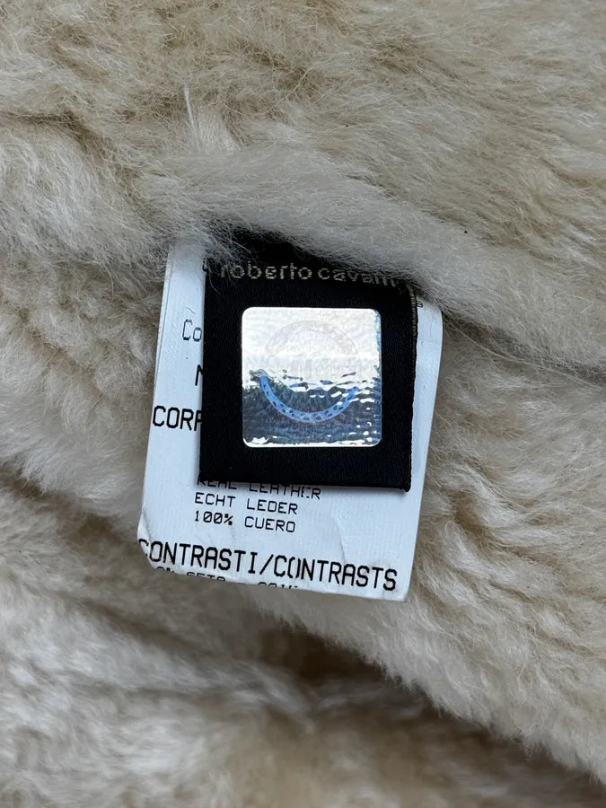AW2005 Roberto Cavalli Fur White Shearling Leather Jacket XryjUZh 9